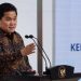 Menteri Badan Usaha Milik Negara (BUMN) Erick Thohir menyampaikan sambutan sebelum menandatangani nota kesepahaman (MoU) tentang pengembangan dan pembinaan koperasi dan UMKM di Gedung Smesco, Jakarta, Jumat (14/8/2020). Penandatanganan MoU tersebut diharapkan menjadi payung hukum yang mendorong perusahaan BUMN untuk turut mendukung pengembangan dan pembinaan KUMKM di Indonesia, baik dalam hal pendampingan, penyediaan bahan baku, logistik, penyerapan produk KUMKM dan pemasaran melalui platform digital. ANTARA FOTO/Dhemas Reviyanto/NZ